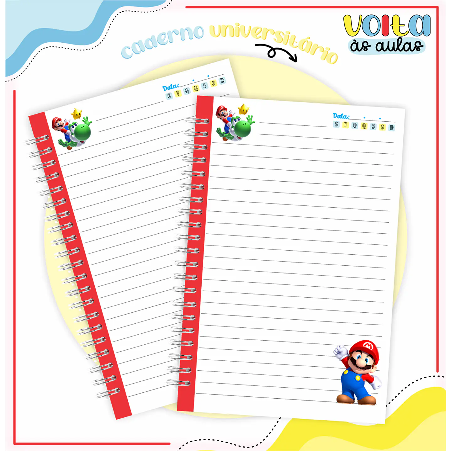 Kit Digital Encadernação Super Mario - Volta às Aulas 12