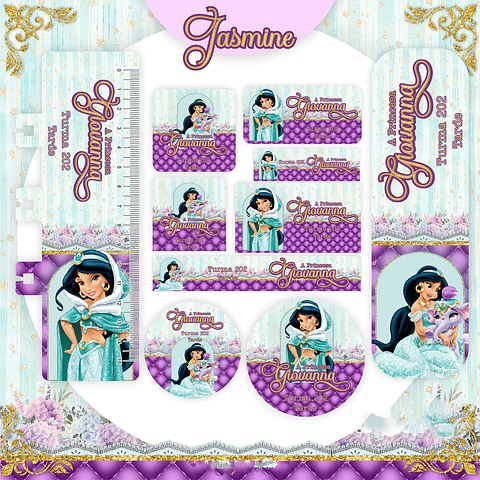 Kit Digital Volta às Aulas Etiqueta Escolar Jasmine