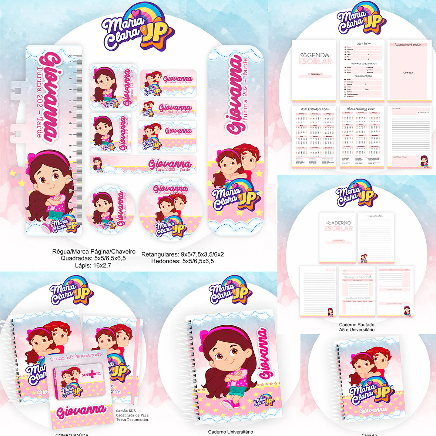Kit Digital Encadernação Maria Clara e JP - Volta às Aulas 1
