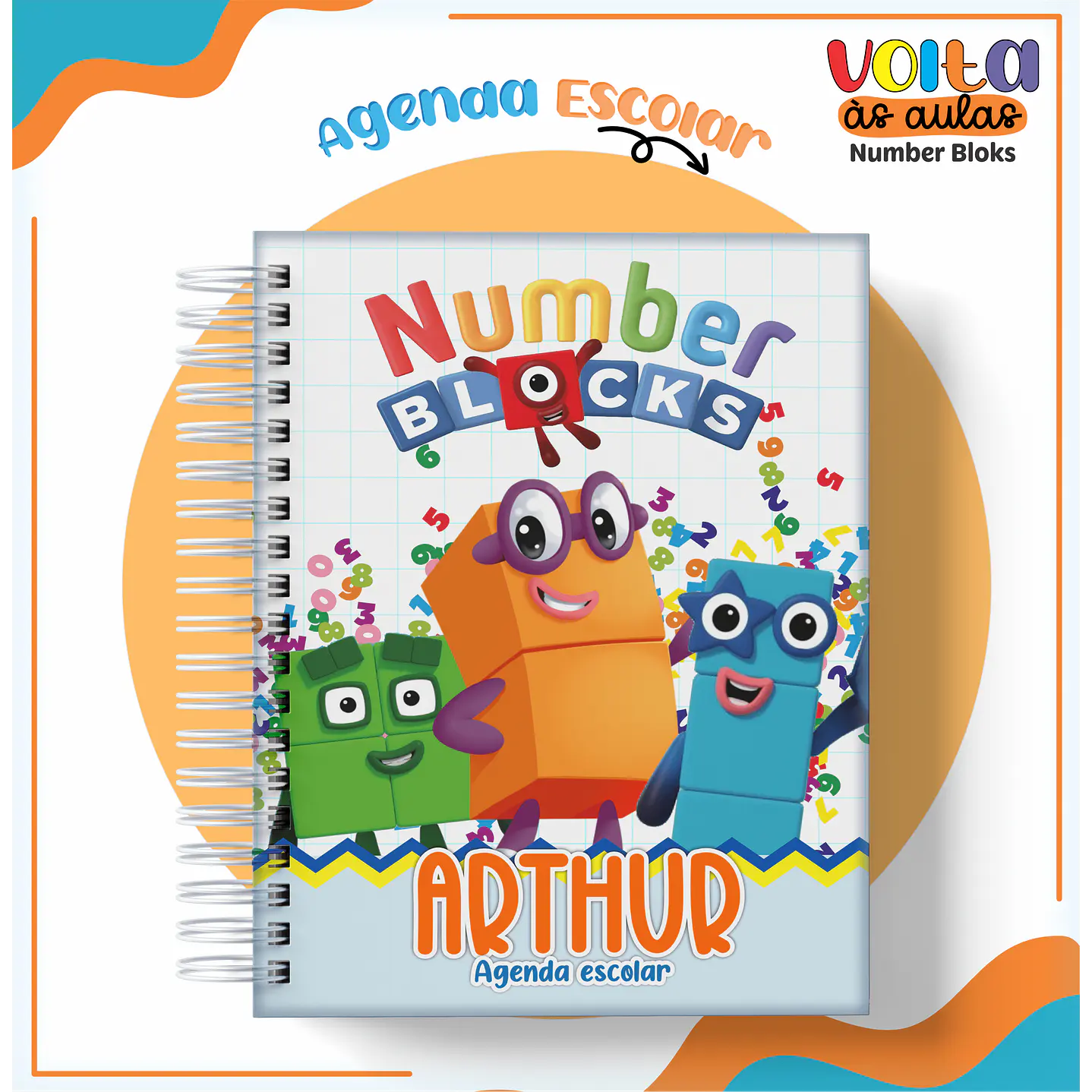 Kit Digital Encadernação Number Bloks -  Volta às Aulas  3