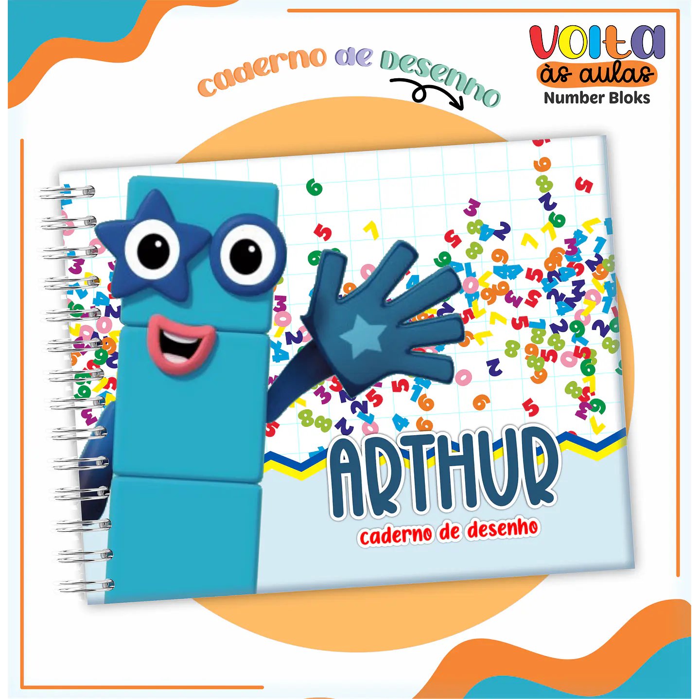 Kit Digital Encadernação Number Bloks -  Volta às Aulas  4