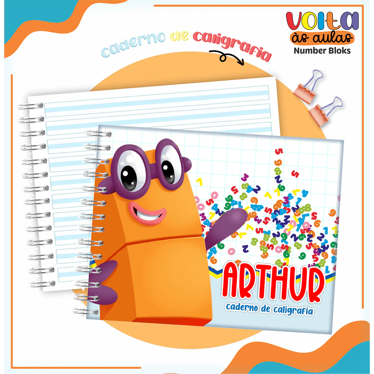 Kit Digital Encadernação Number Bloks -  Volta às Aulas  5