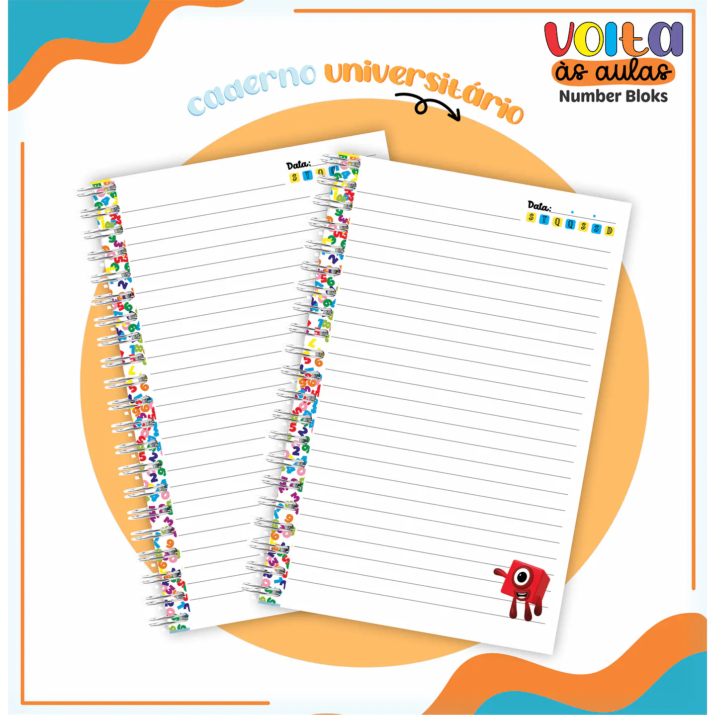 Kit Digital Encadernação Number Bloks -  Volta às Aulas  6