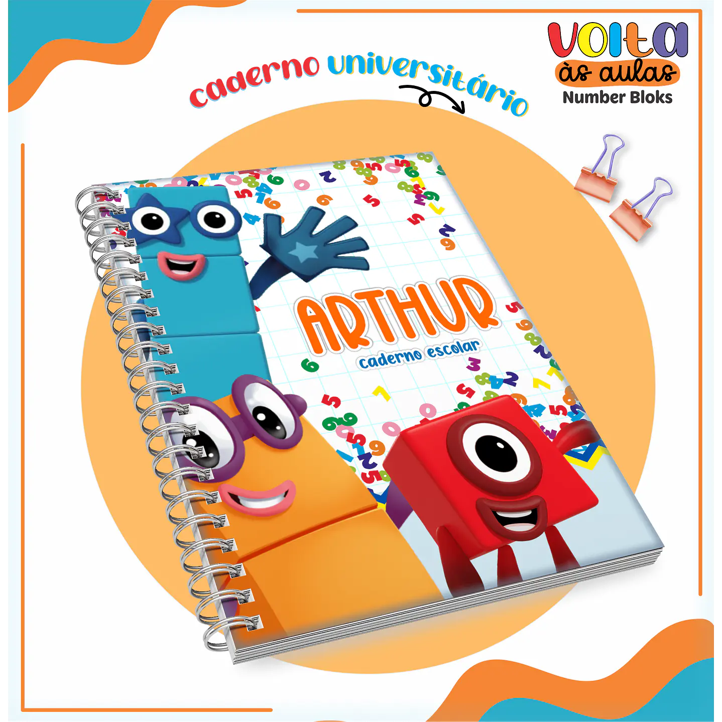 Kit Digital Encadernação Number Bloks -  Volta às Aulas  7