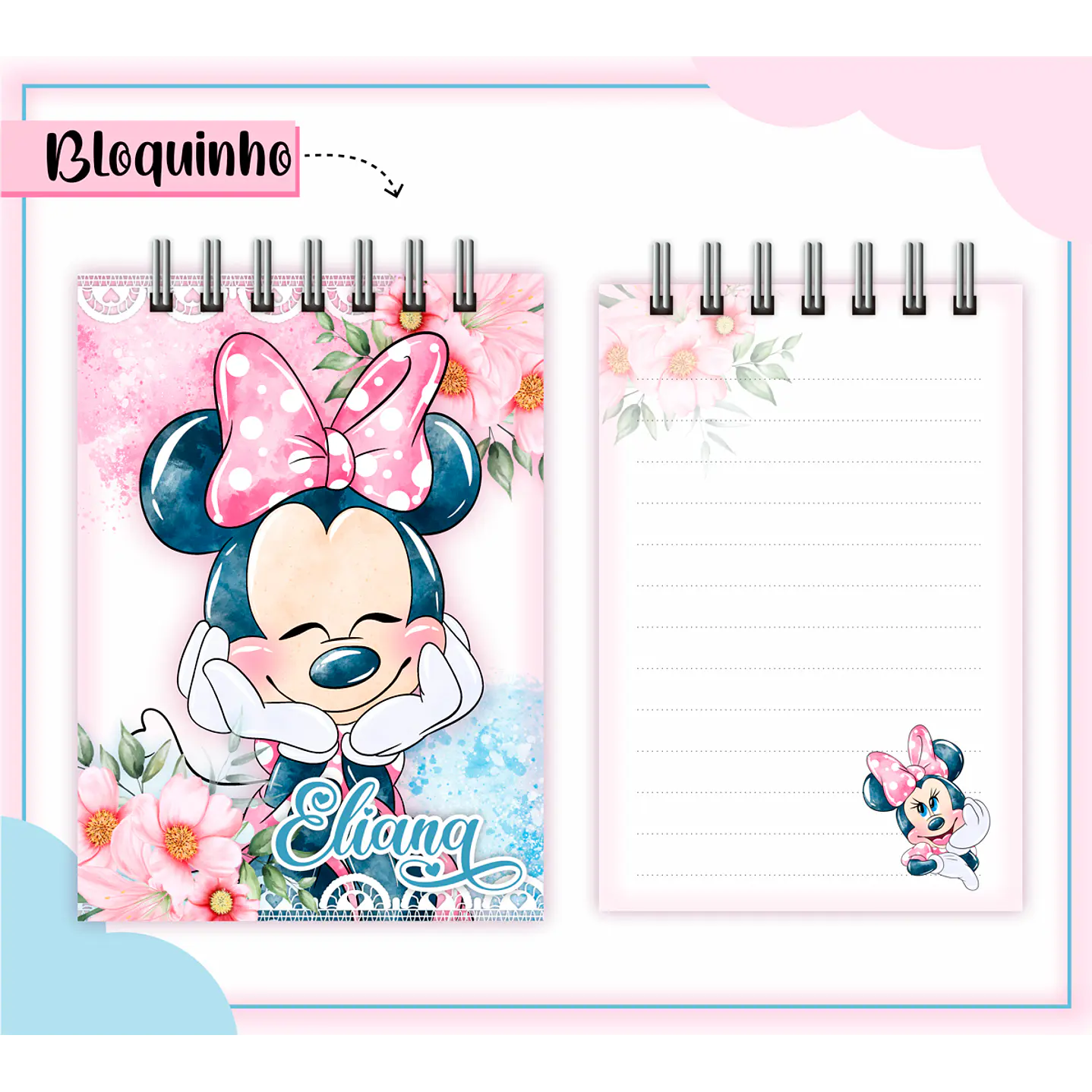 Kit Digital Encadernação Minnie Rosa - Volta às Aulas  3