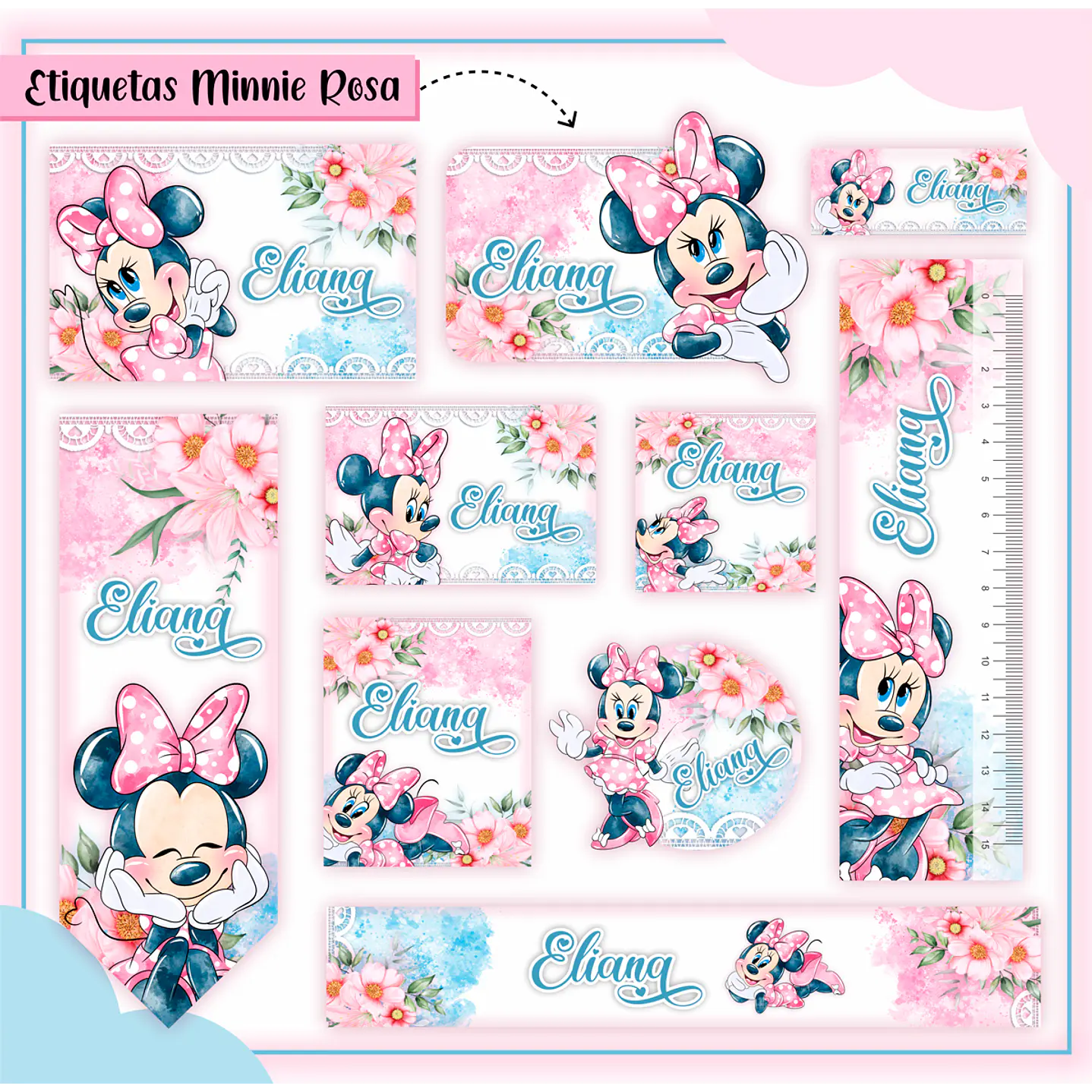 Kit Digital Encadernação Minnie Rosa - Volta às Aulas  5