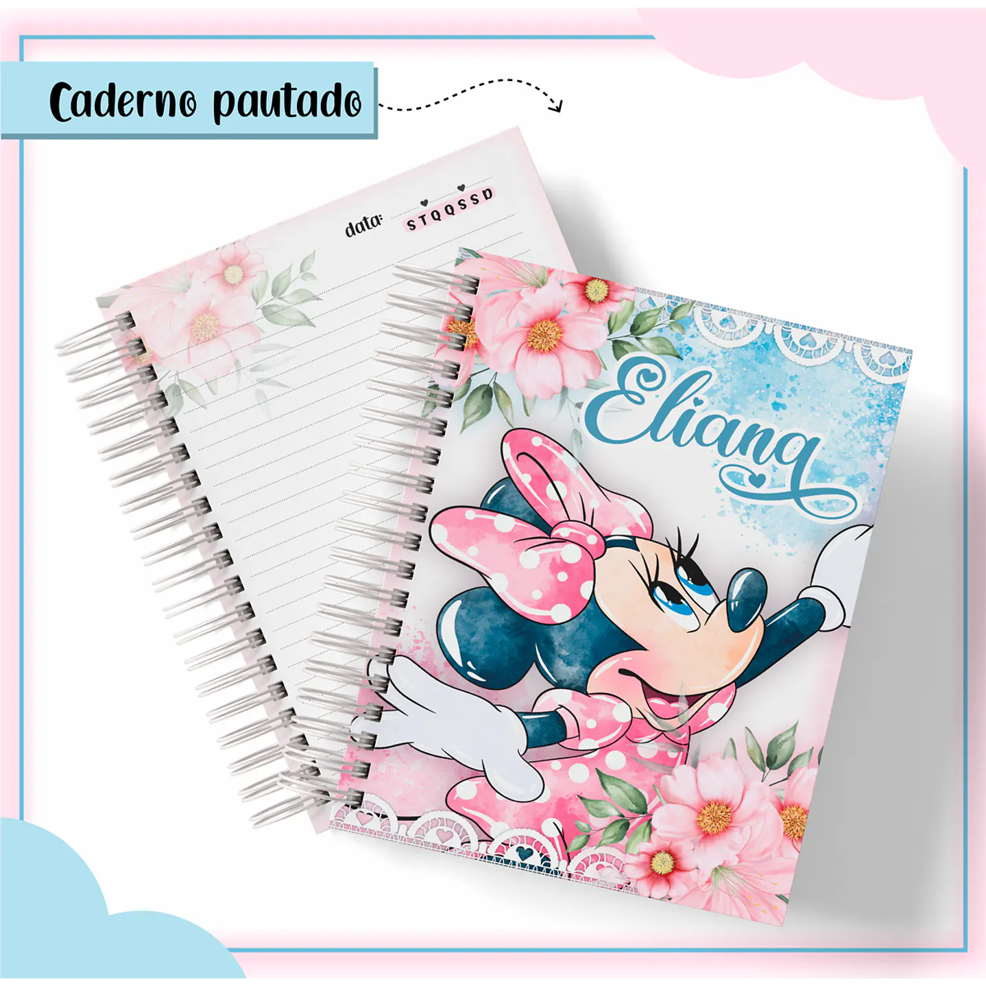 Kit Digital Encadernação Minnie Rosa - Volta às Aulas  8