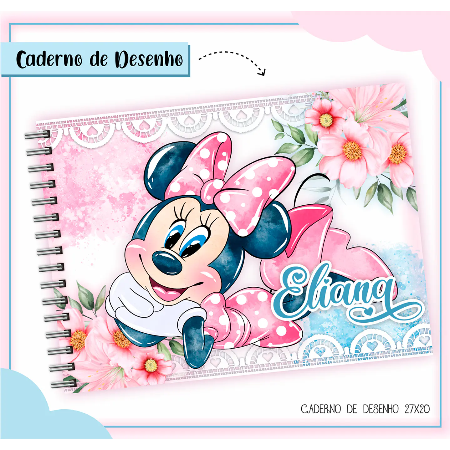 Kit Digital Encadernação Minnie Rosa - Volta às Aulas  9