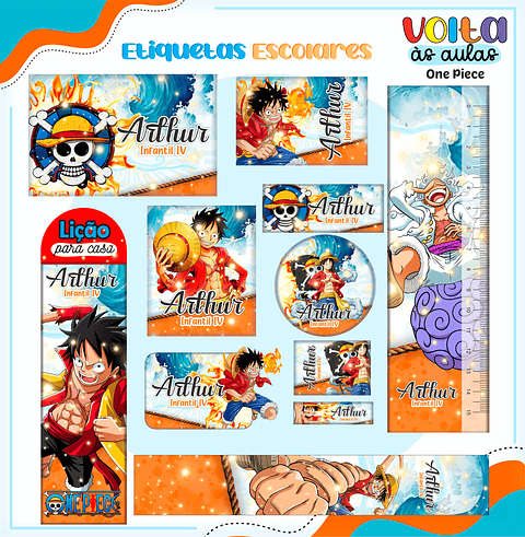 Arquivo de Corte Etiqueta Escolar One Piece - Volta às Aulas