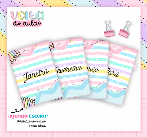 Kit Digital Agenda Escolar Rosa 2024 - Volta às Aulas