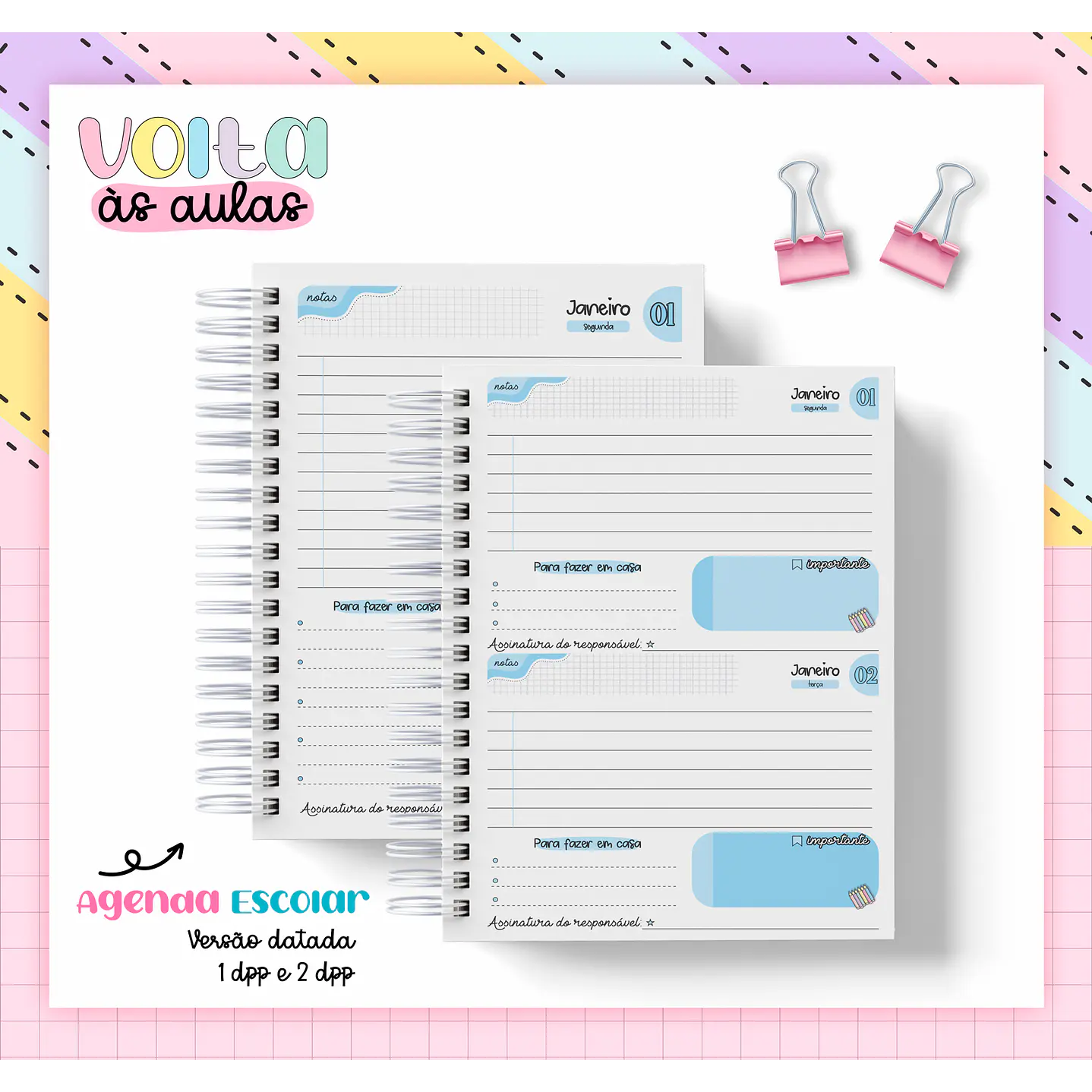 Kit Digital Agenda Escolar Azul 2024  - Volta às Aulas  3