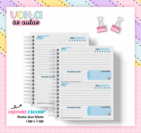 Kit Digital Agenda Escolar Azul 2024  - Volta às Aulas 