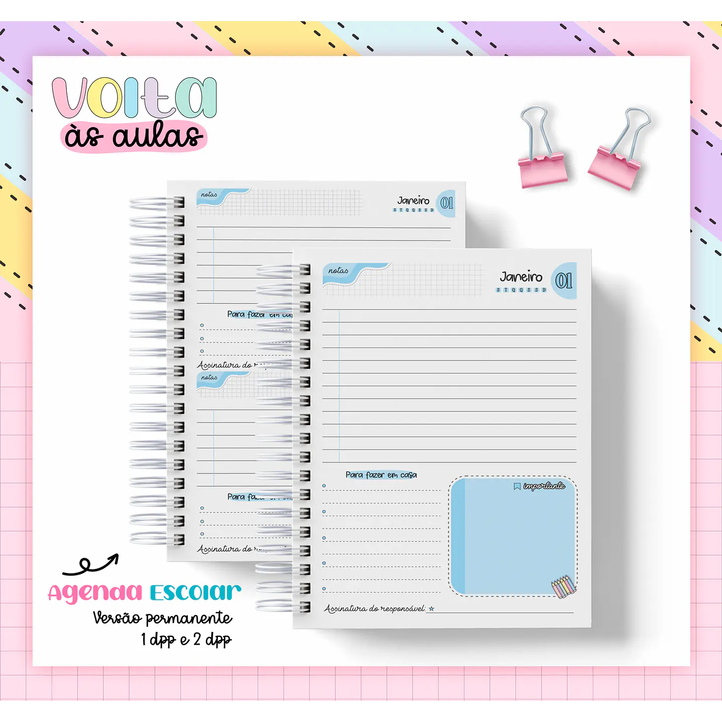Kit Digital Agenda Escolar Azul 2024  - Volta às Aulas  1