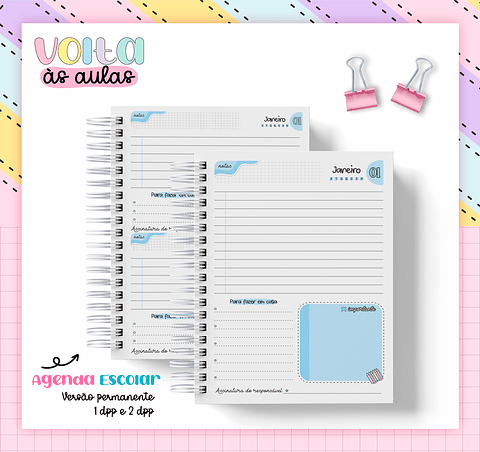 Kit Digital Agenda Escolar Azul 2024  - Volta às Aulas 