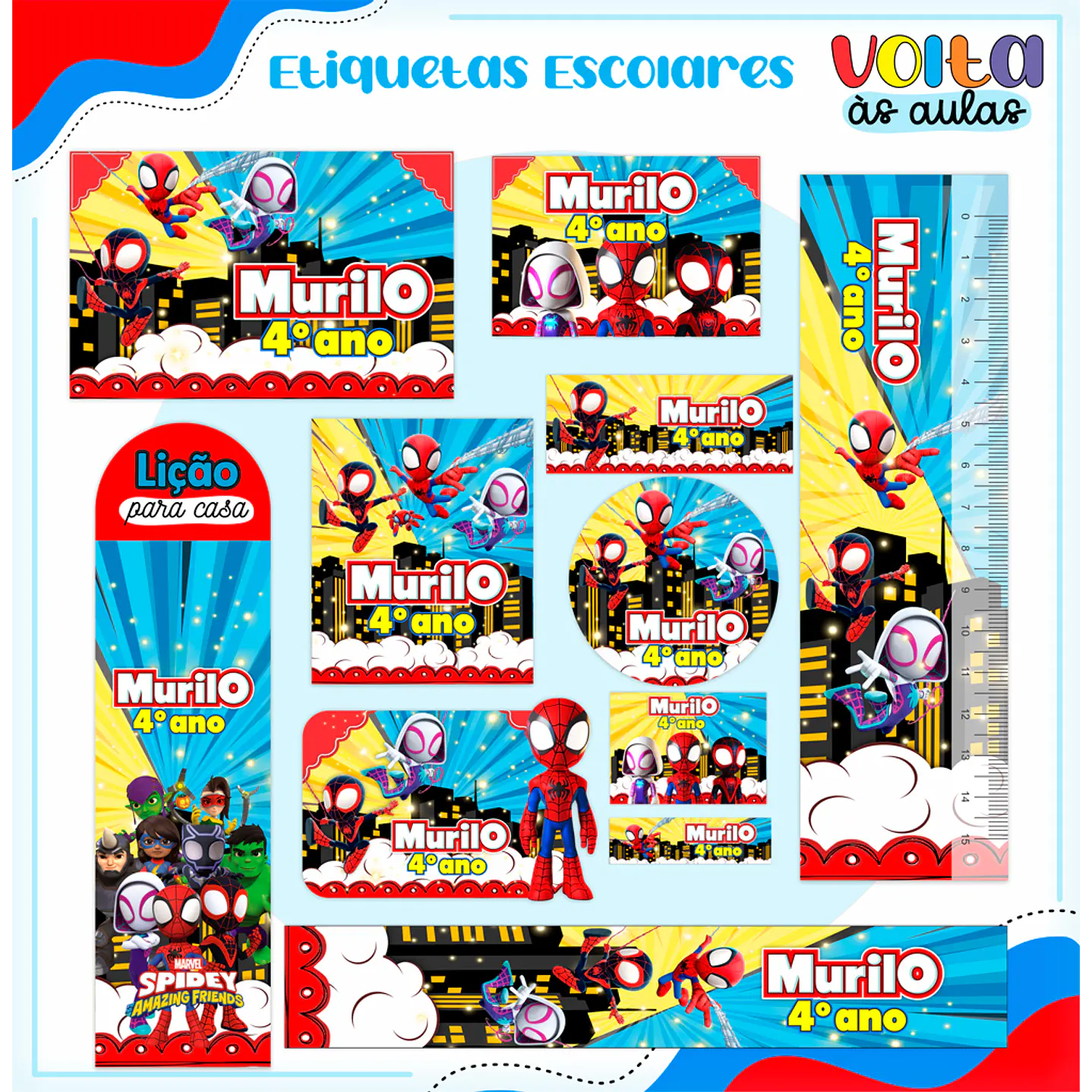 Arquivo de Corte Etiqueta Escolar Spidey - Volta às Aulas  1