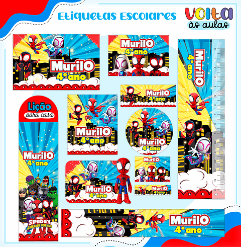 Arquivo de Corte Etiqueta Escolar Spidey - Volta às Aulas 