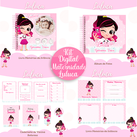 Kit Digital Encadernação Maternidade Luluca Rosa