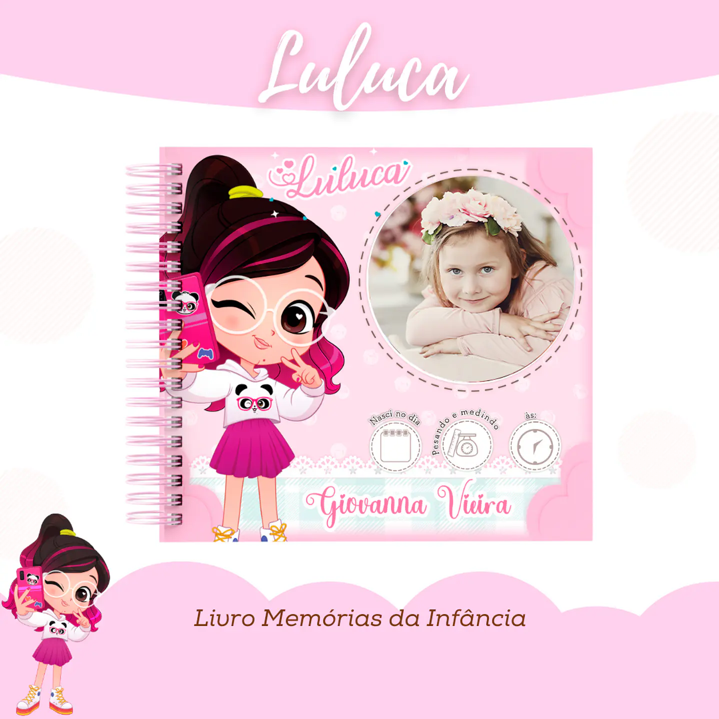 Kit Digital Encadernação Maternidade Luluca Rosa 2