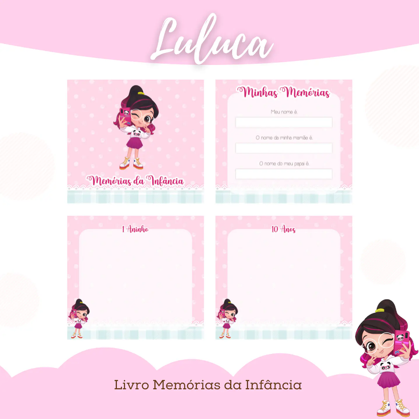 Kit Digital Encadernação Maternidade Luluca Rosa 9