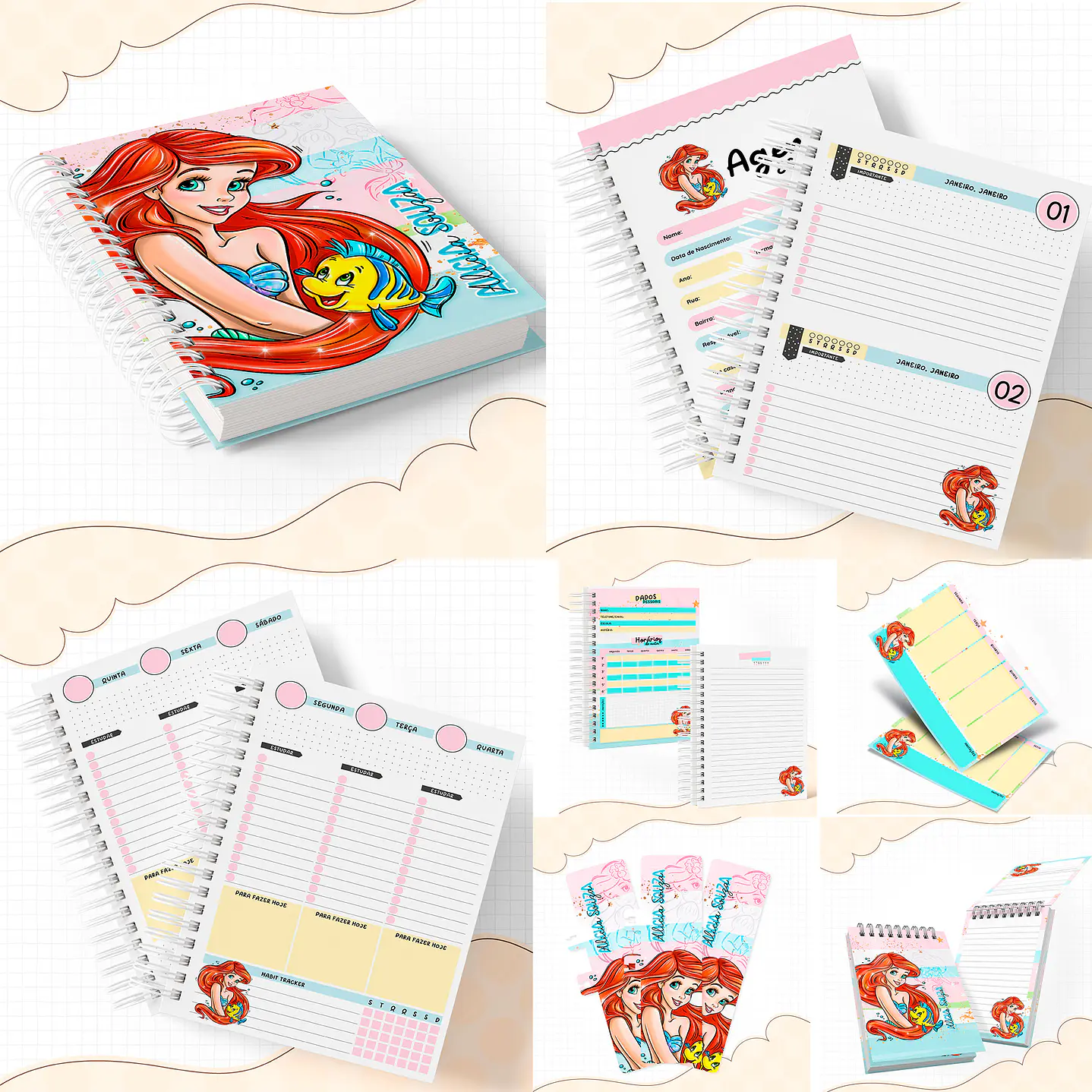 Kit Digital Agenda Permanente e Encadernação Ariel - Volta às Aulas 1