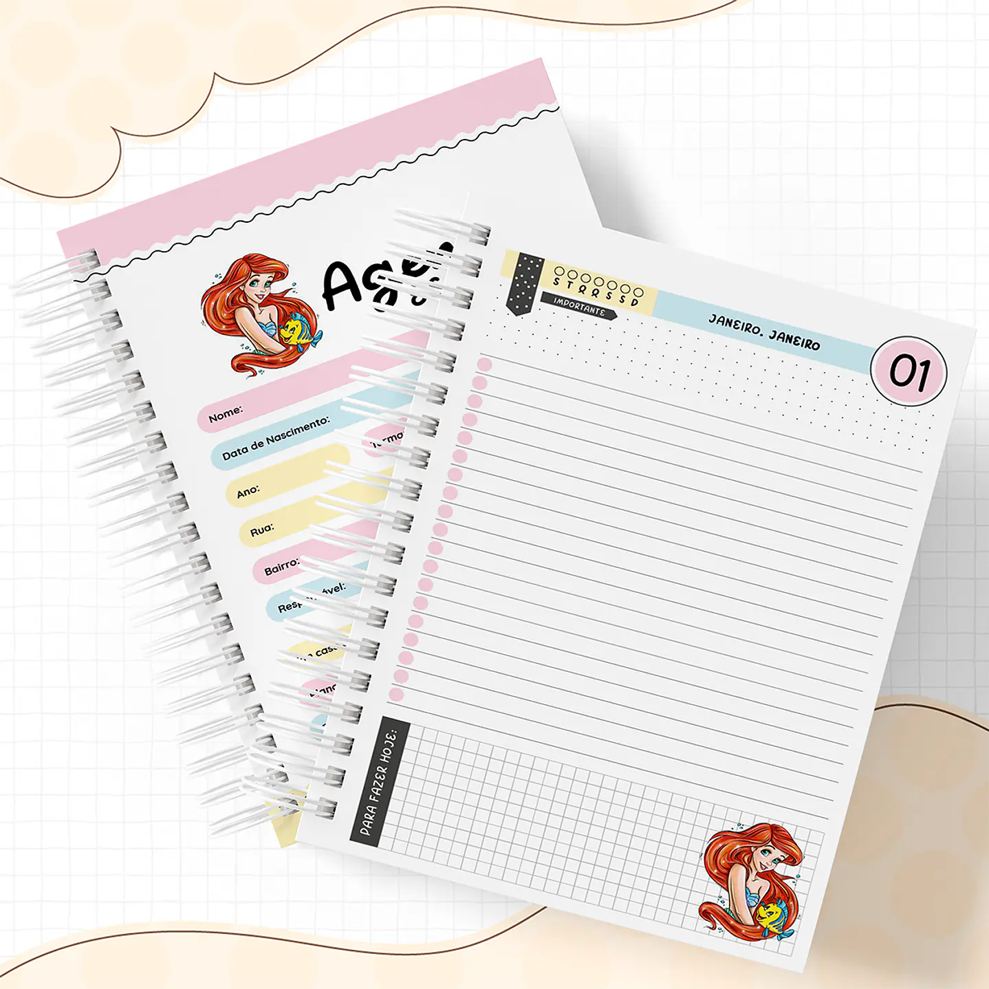 Kit Digital Agenda Permanente e Encadernação Ariel - Volta às Aulas 2