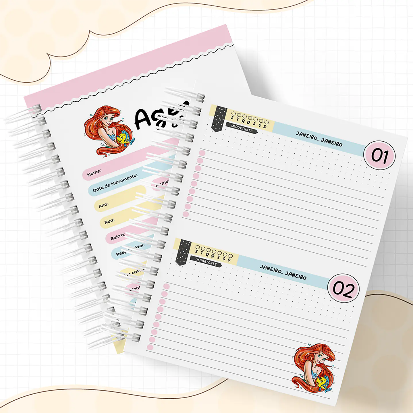 Kit Digital Agenda Permanente e Encadernação Ariel - Volta às Aulas 7