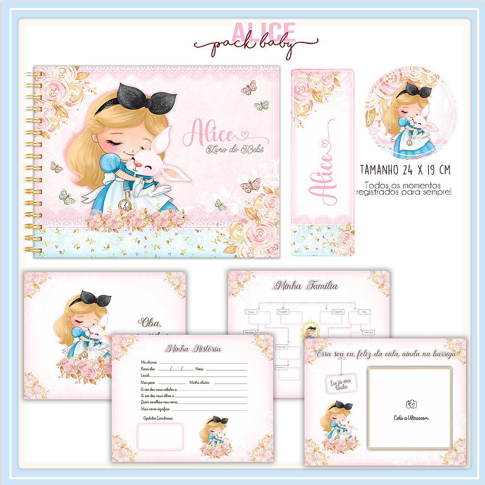 Kit Digital Livro do Bebê Alice no Pais das Maravilhas 