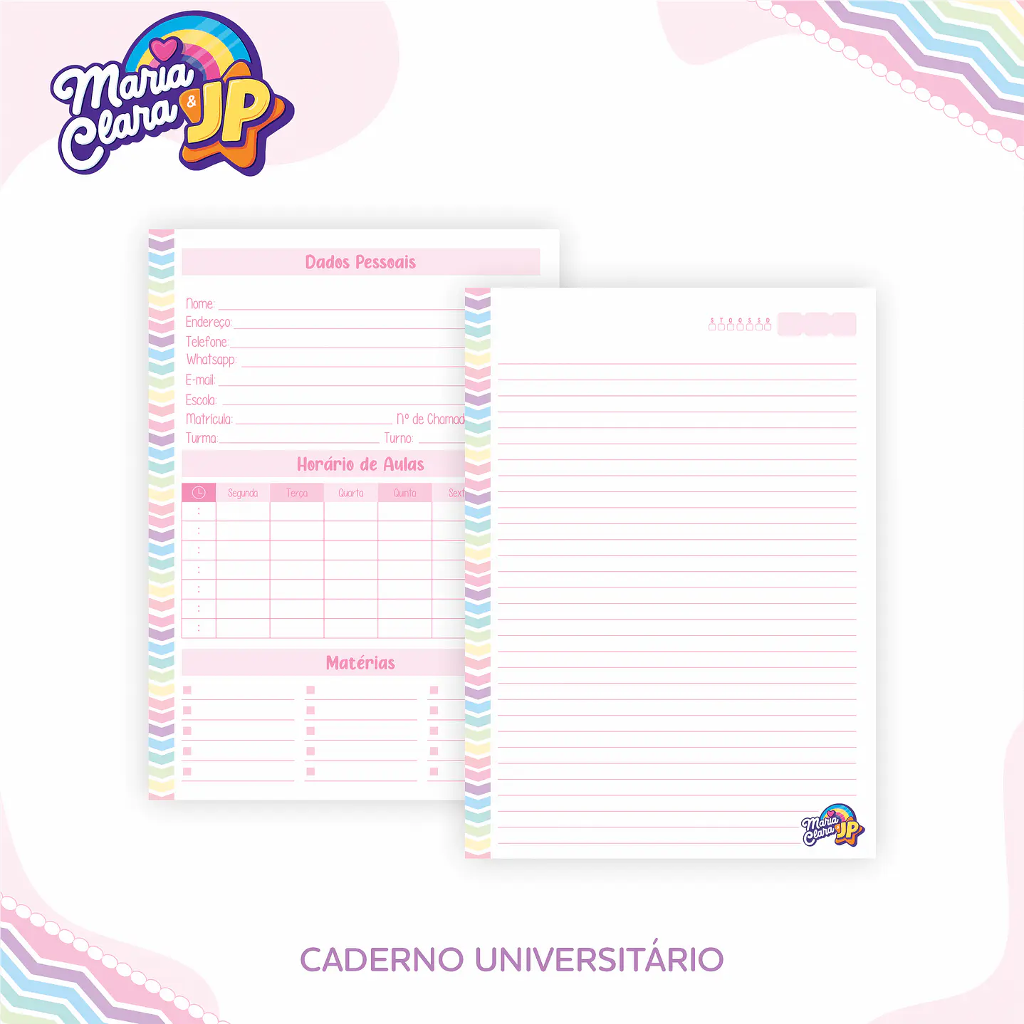 Kit Digital Encadernação Maria Clara e JP Menina - Volta às Aulas 3