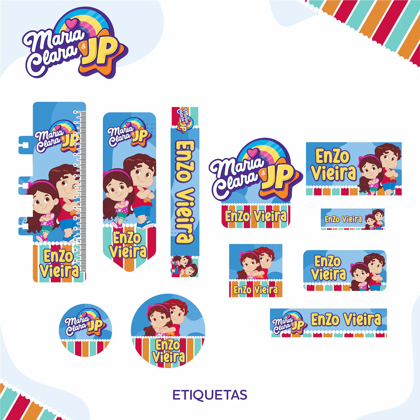 Kit Digital Encadernação Maria Clara e JP Menino - Volta às Aulas  2