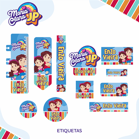 Kit Digital Encadernação Maria Clara e JP Menino - Volta às Aulas 