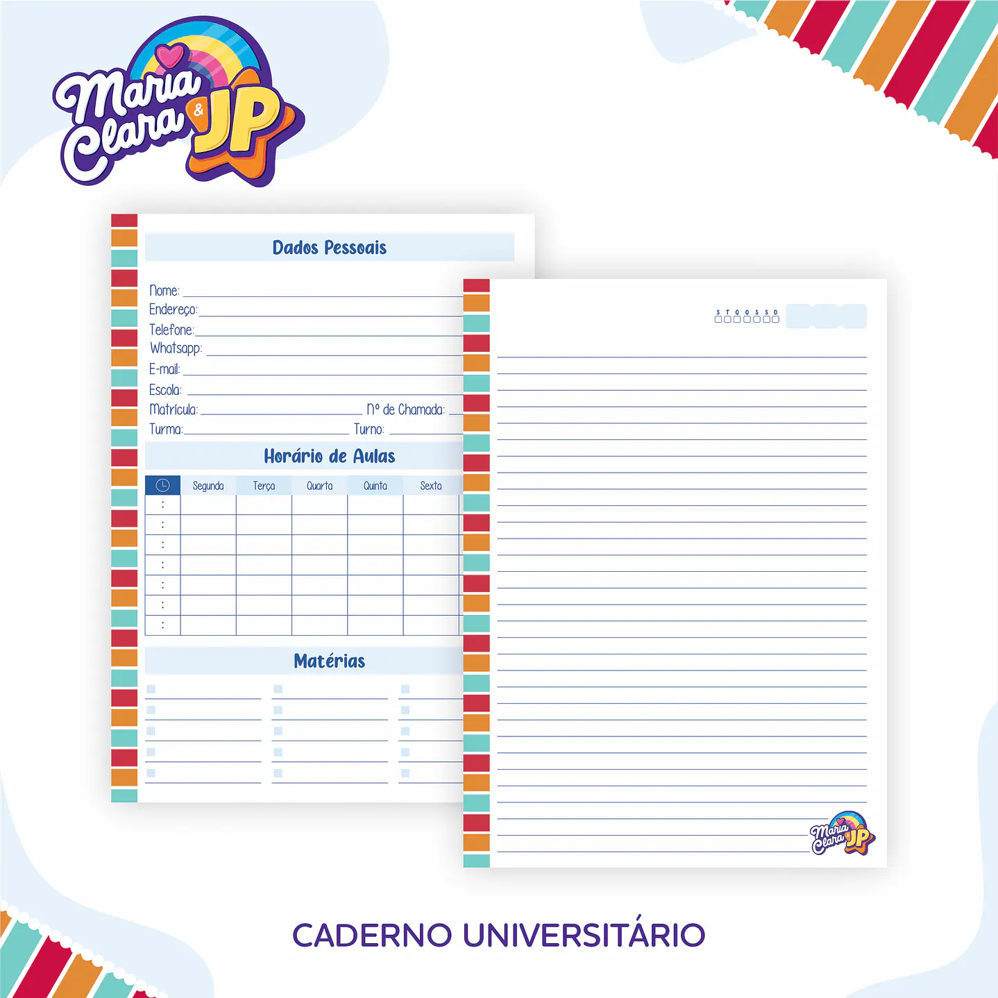 Kit Digital Encadernação Maria Clara e JP Menino - Volta às Aulas  4