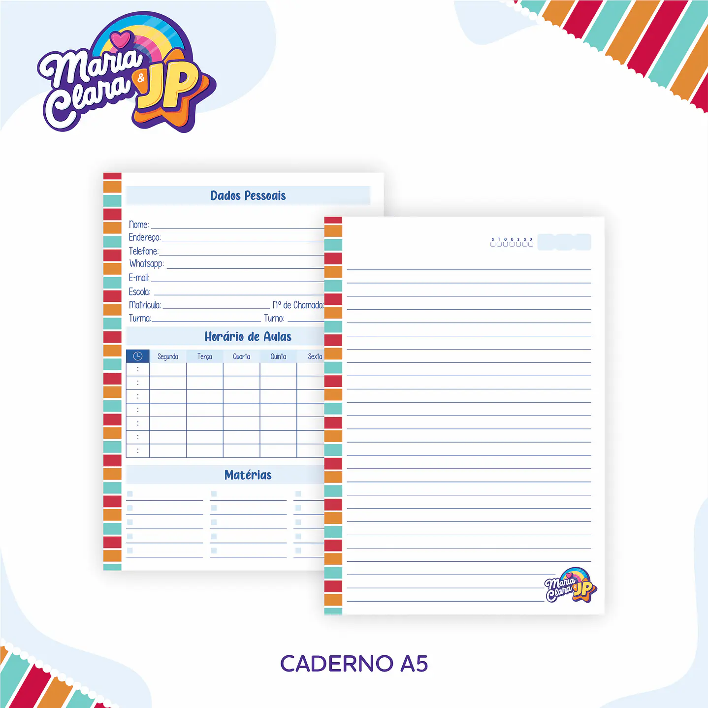 Kit Digital Encadernação Maria Clara e JP Menino - Volta às Aulas  5