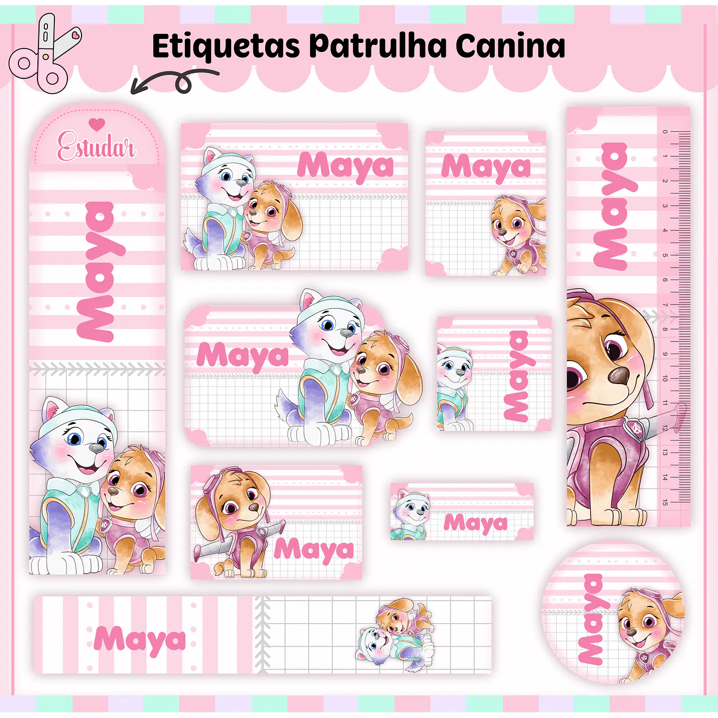 Kit Digital Encadernação Patrulha Canina Menina - Volta às Aulas  2