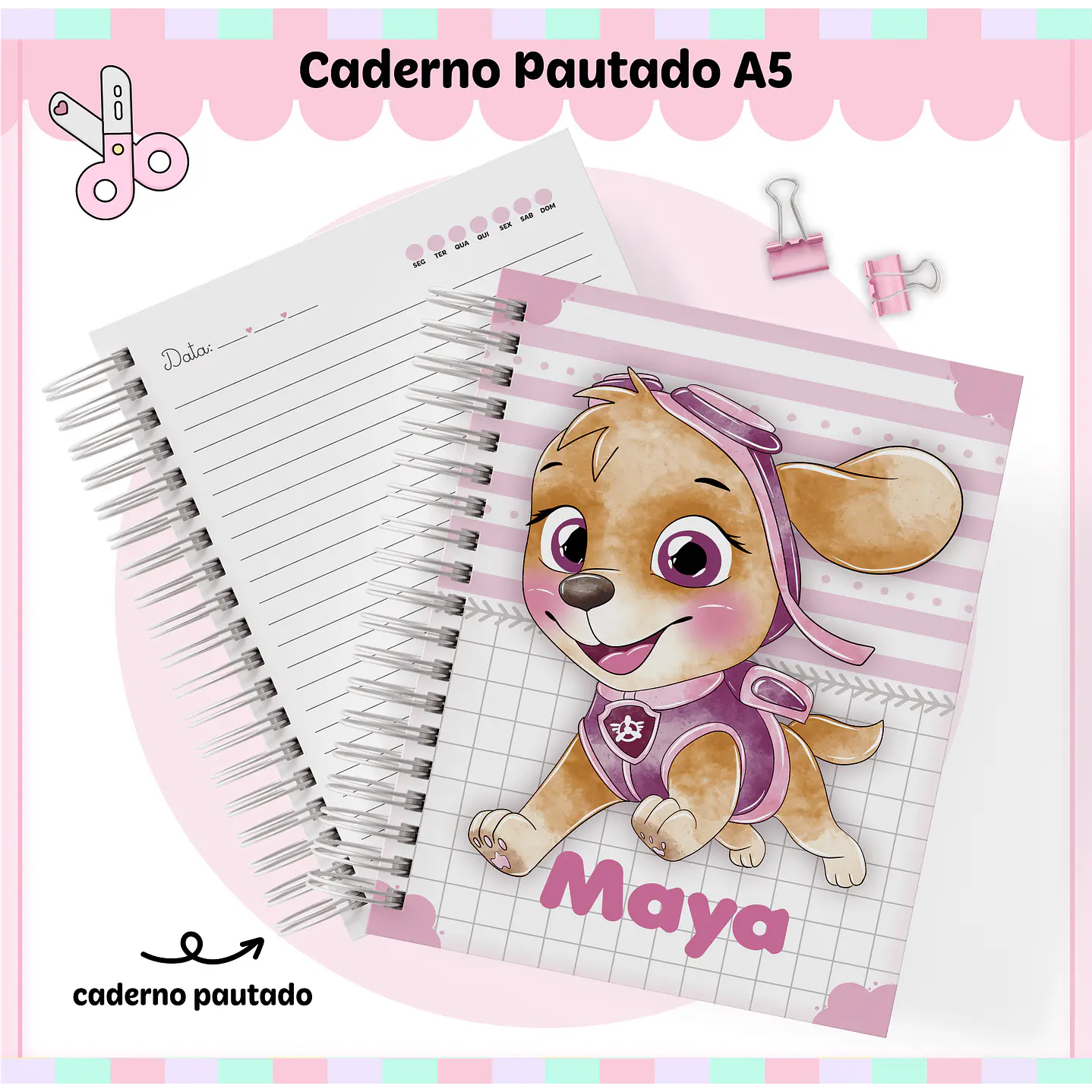 Kit Digital Encadernação Patrulha Canina Menina - Volta às Aulas  4