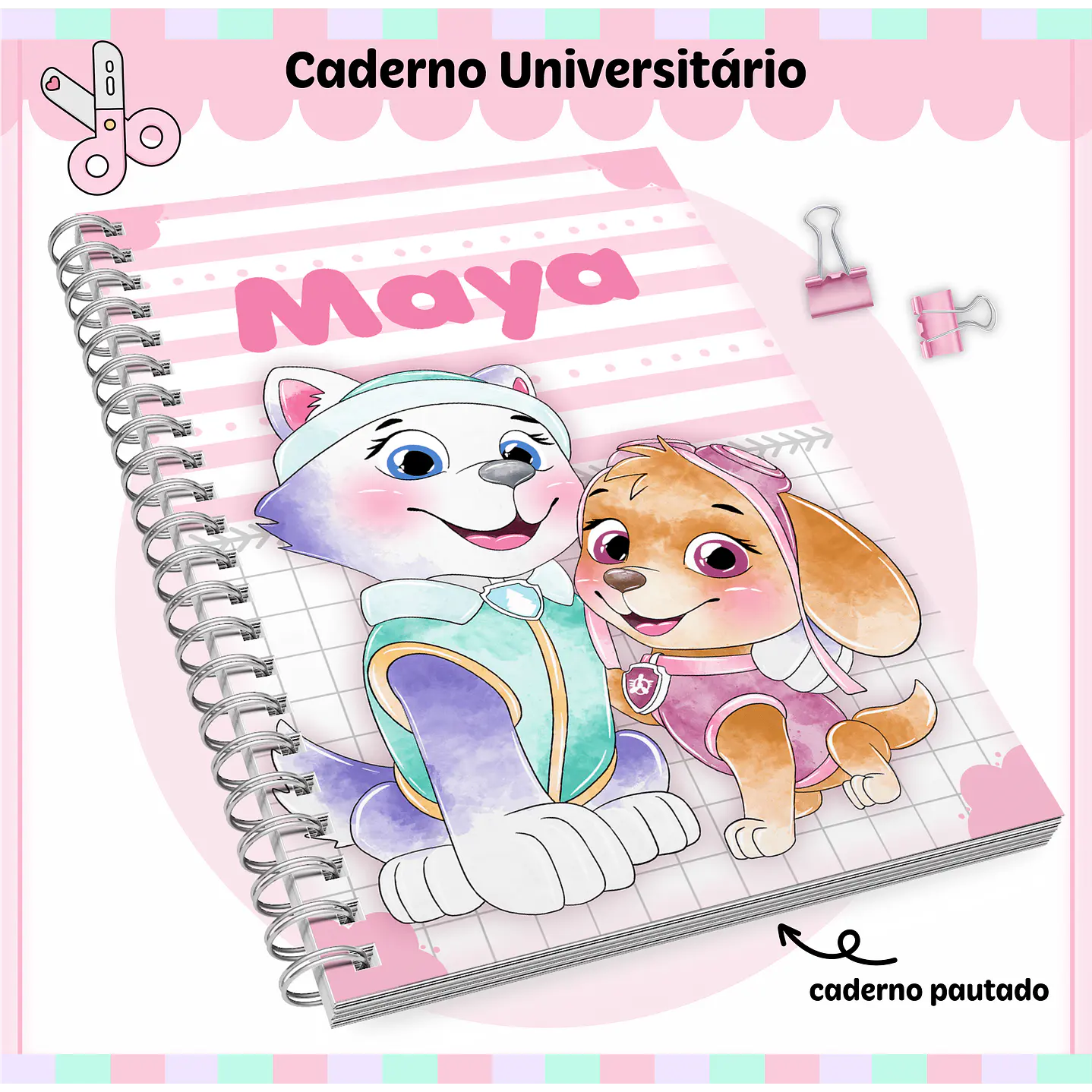 Kit Digital Encadernação Patrulha Canina Menina - Volta às Aulas  5