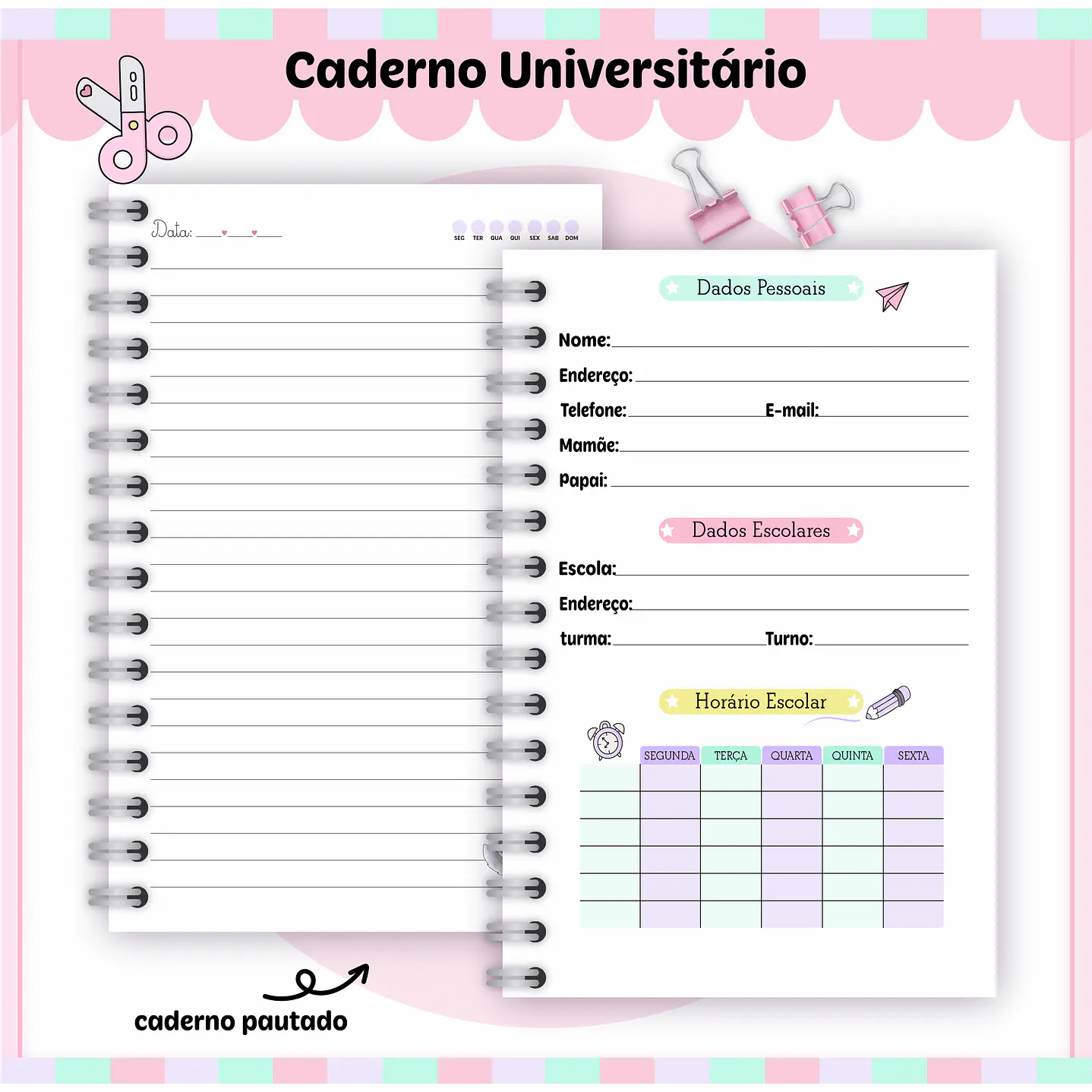 Kit Digital Encadernação Patrulha Canina Menina - Volta às Aulas  6