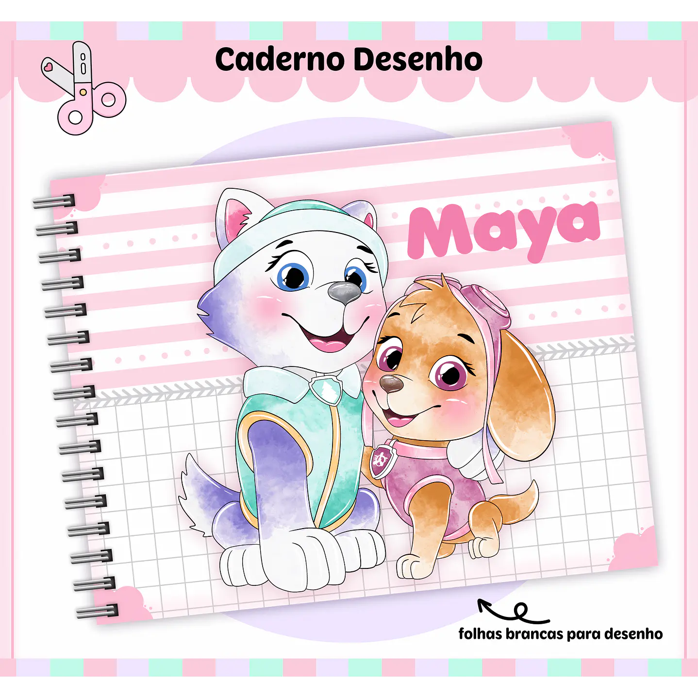 Kit Digital Encadernação Patrulha Canina Menina - Volta às Aulas  7