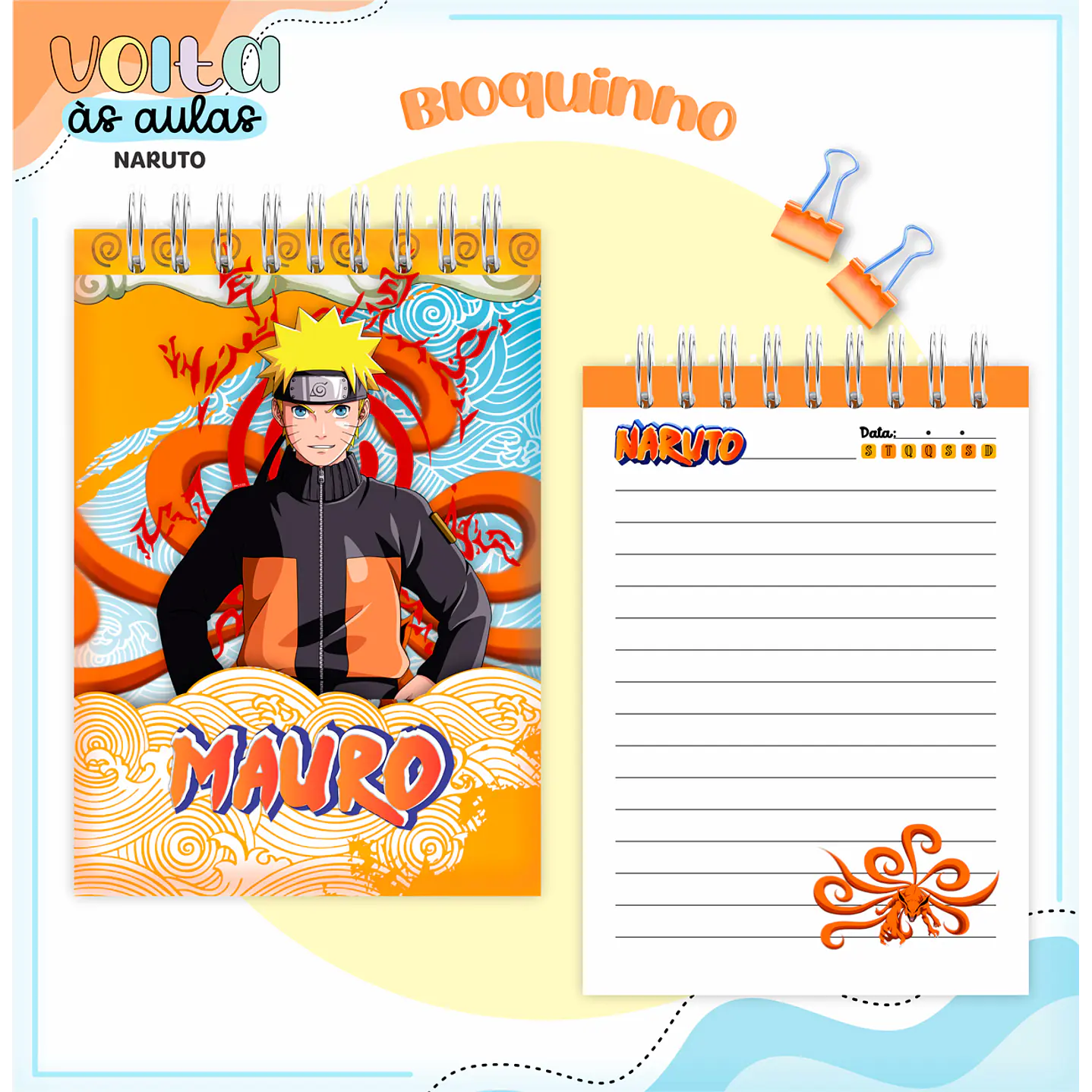Kit Digital Encadernação Naruto - Volta às Aulas  6