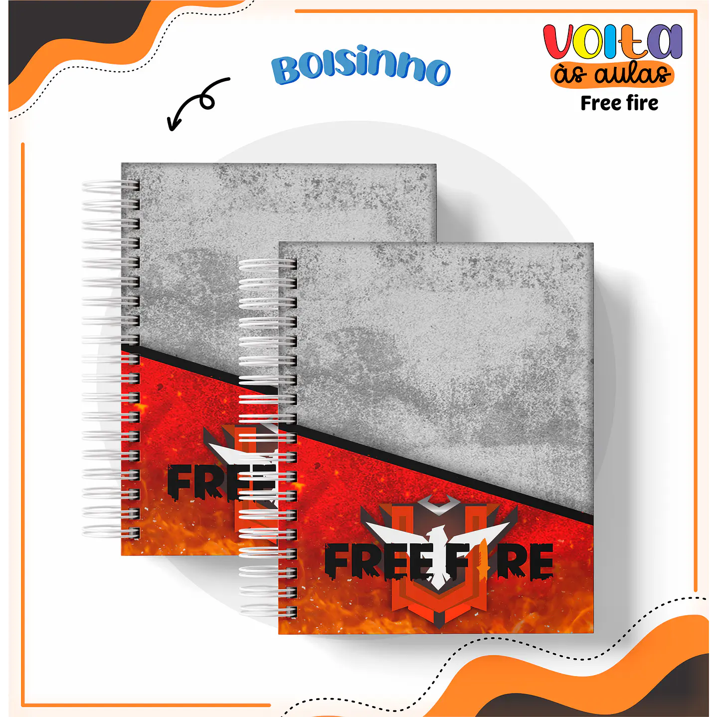 Kit Digital Encadernação Free Fire -  Volta às Aulas   3