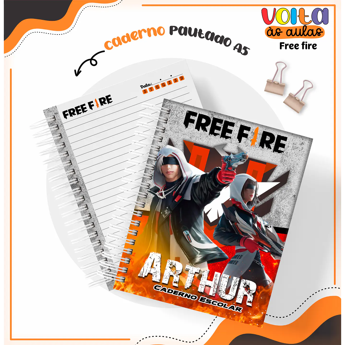 Kit Digital Encadernação Free Fire -  Volta às Aulas   9