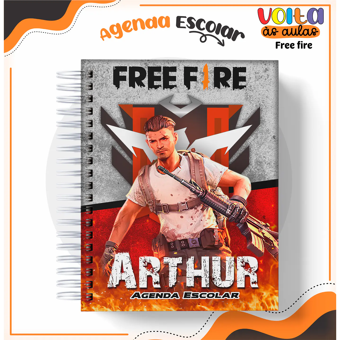 Kit Digital Encadernação Free Fire -  Volta às Aulas   10