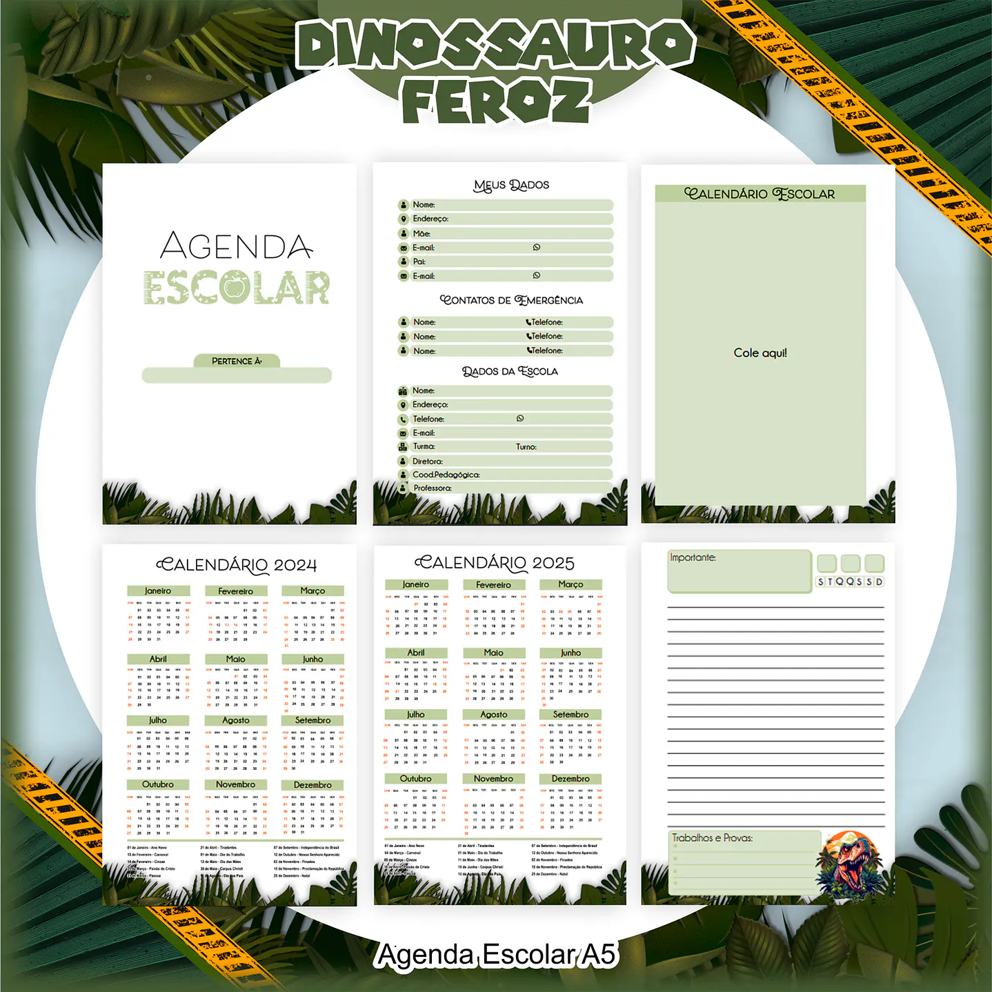 Kit Digital Encadernação Dinossauro 3