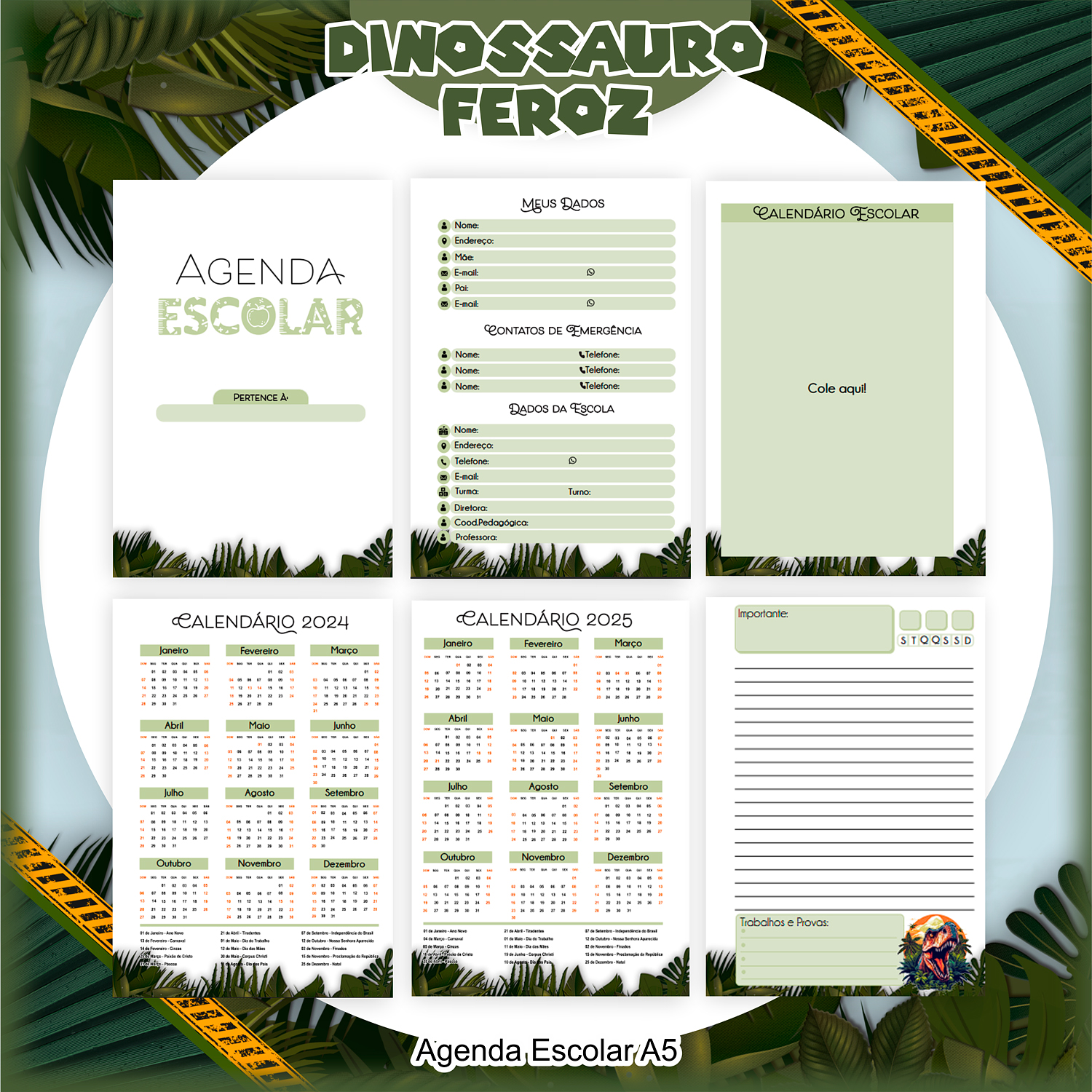 Kit Digital Encadernação Dinossauro 3