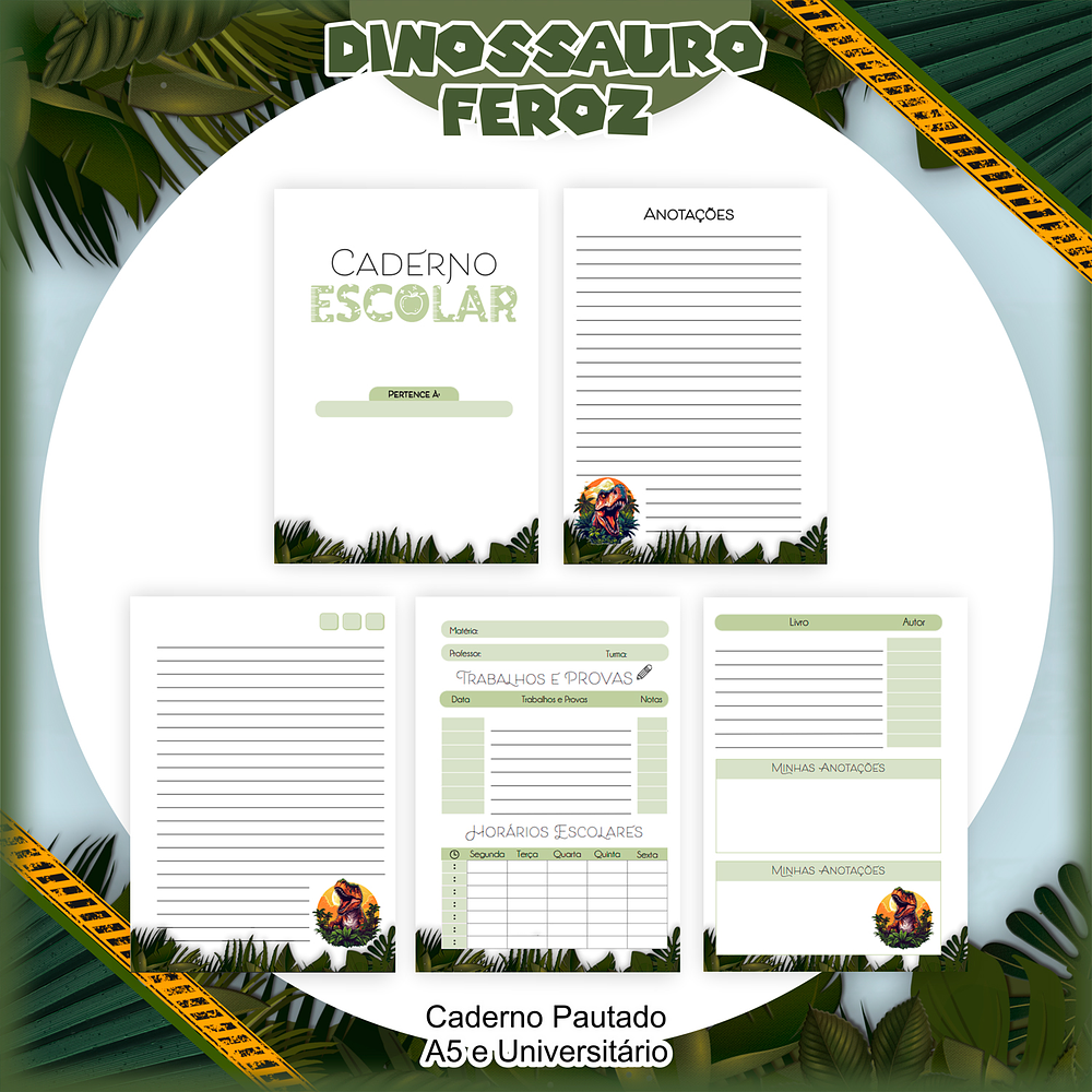 Kit Digital Encadernação Dinossauro