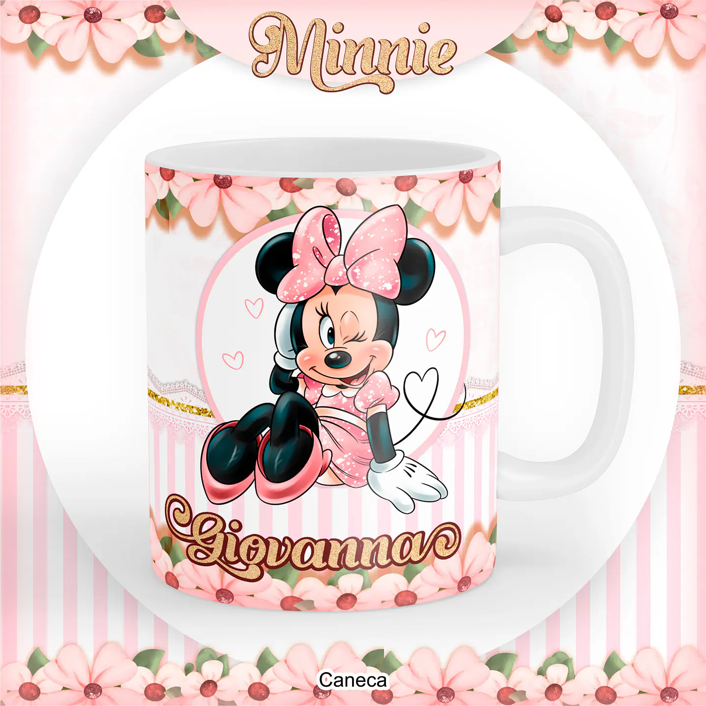 Kit Digital Encadernação com Etiqueta Minnie Rosa - Volta âs Aulas 6