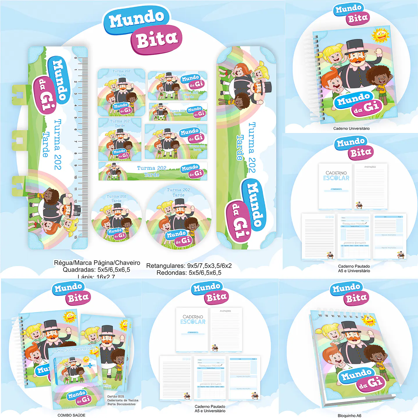 Kit Digital Encadernação e Etiqueta Escolar Mundo Bita  1