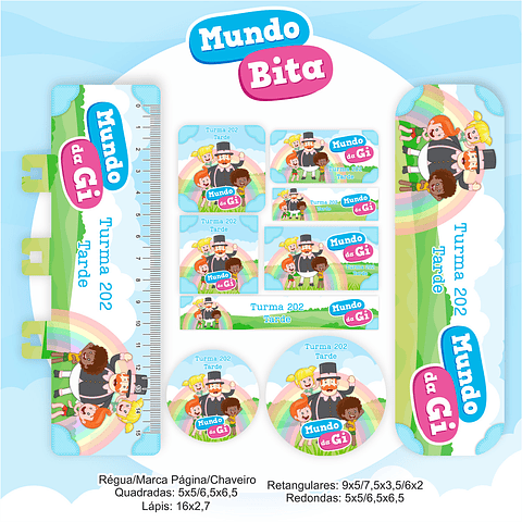 Kit Digital Encadernação e Etiqueta Escolar Mundo Bita 