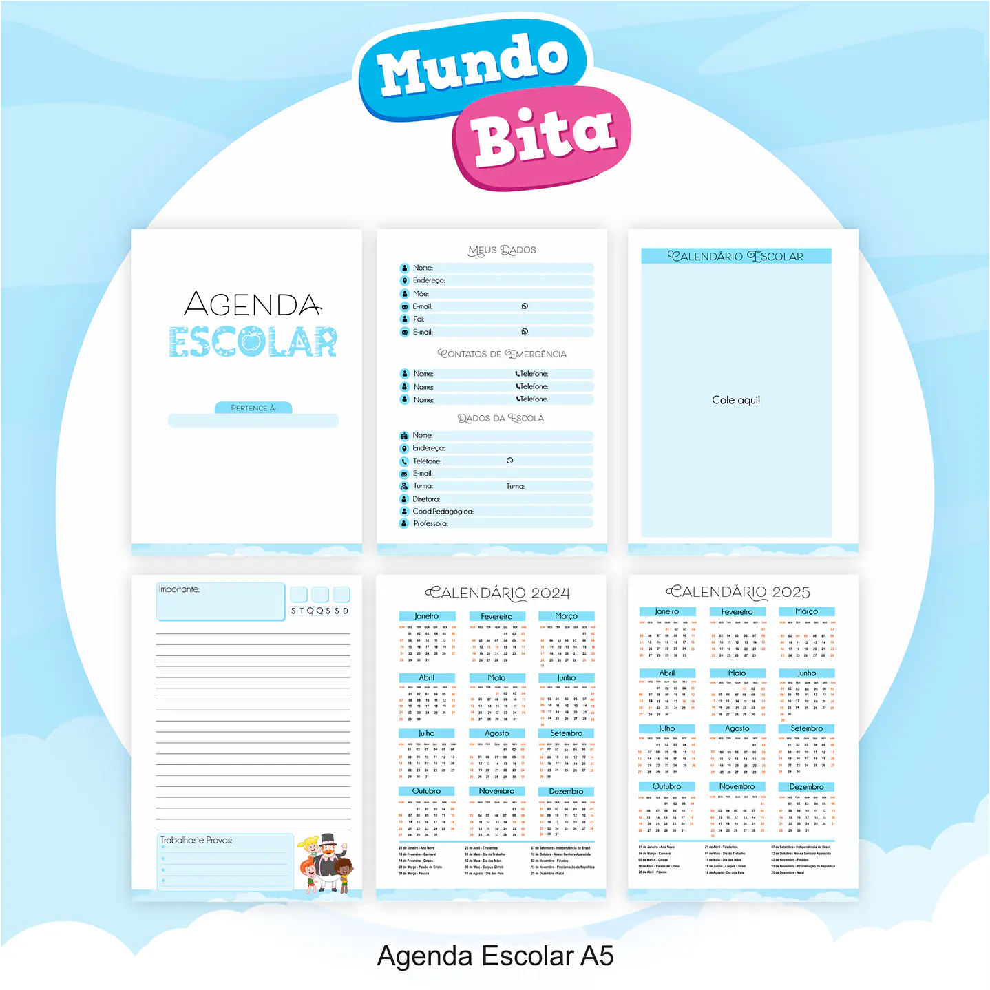 Kit Digital Encadernação e Etiqueta Escolar Mundo Bita  9