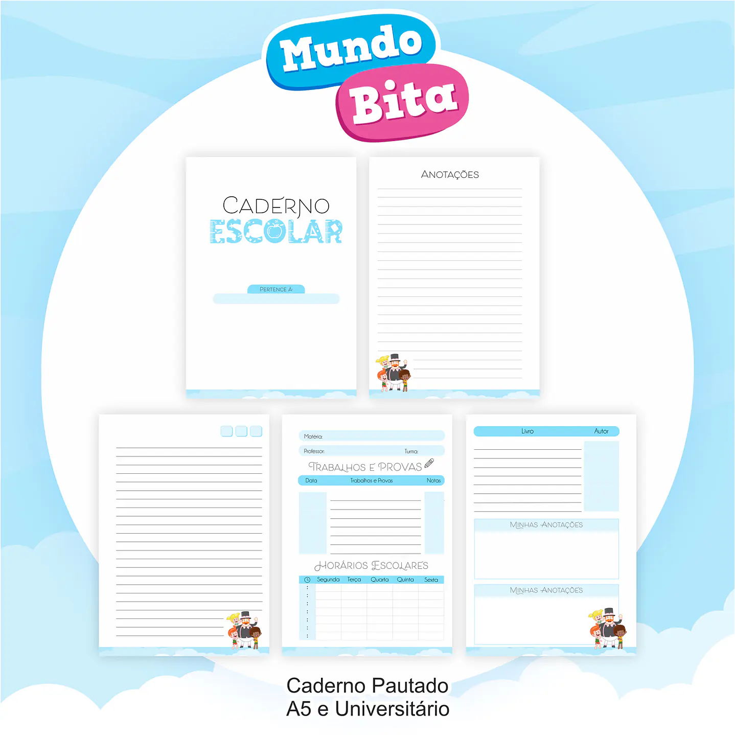 Kit Digital Encadernação e Etiqueta Escolar Mundo Bita  10