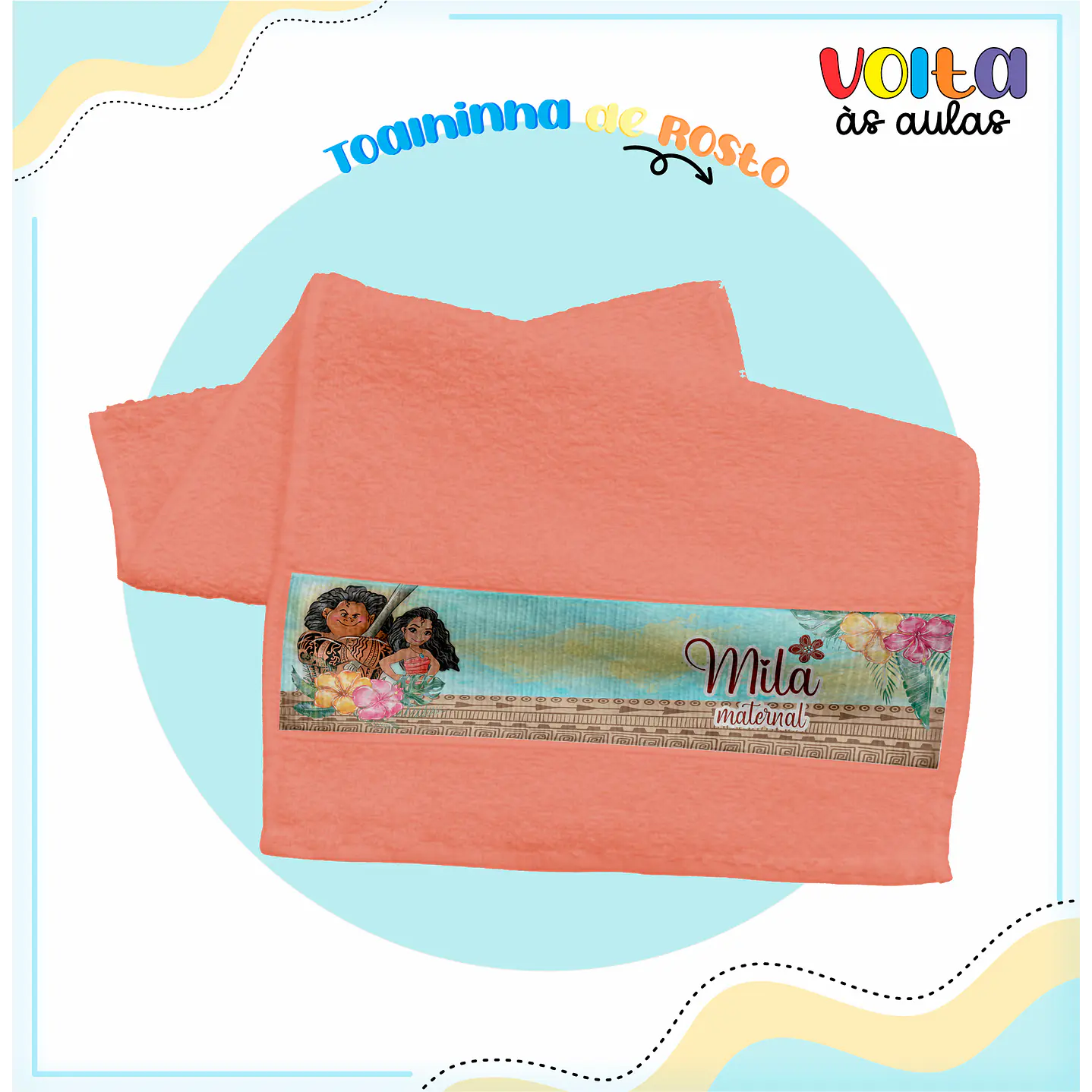 Kit Digital Arquivo de Corte Etiqueta Escolar Moana  2